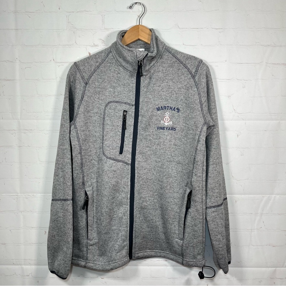 Marthas Vineyard Dimco Full Zip Jacket Mens Small Gray Fleece Embroidered Logo